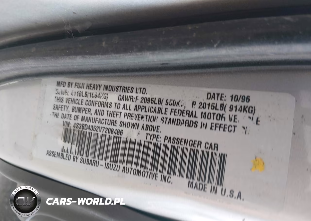 1997 Subaru Legacy L VIN:4S3BD4352V7208486 - 9