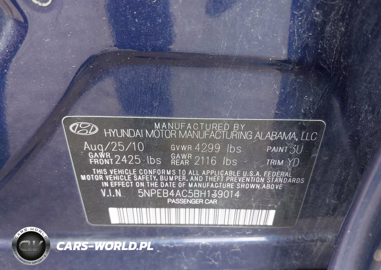 2011 Hyundai Sonata Gls VIN:5NPEB4AC5BH139014 - 9