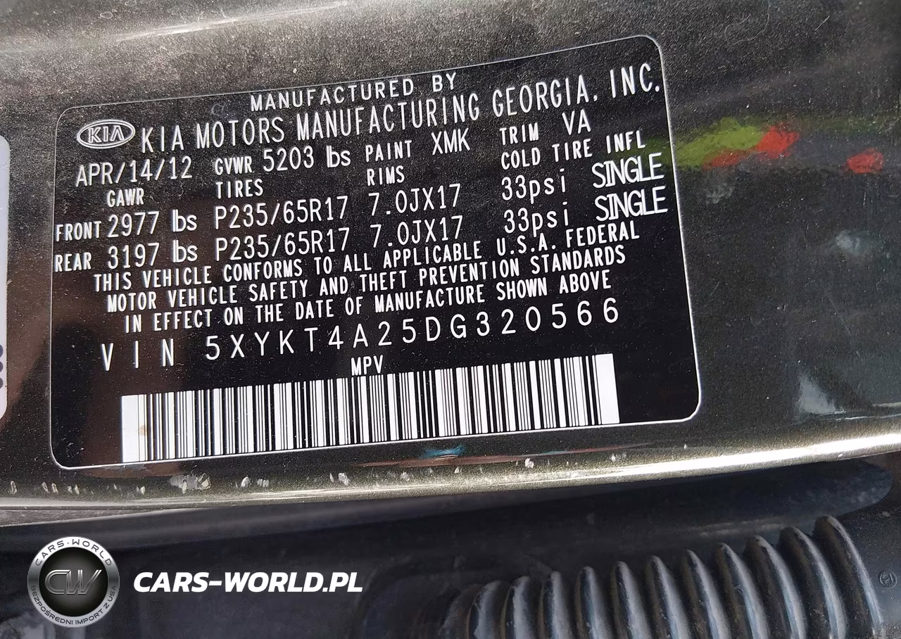 2013 Kia Sorento Lx V6 VIN:5XYKT4A25DG320566 - 9