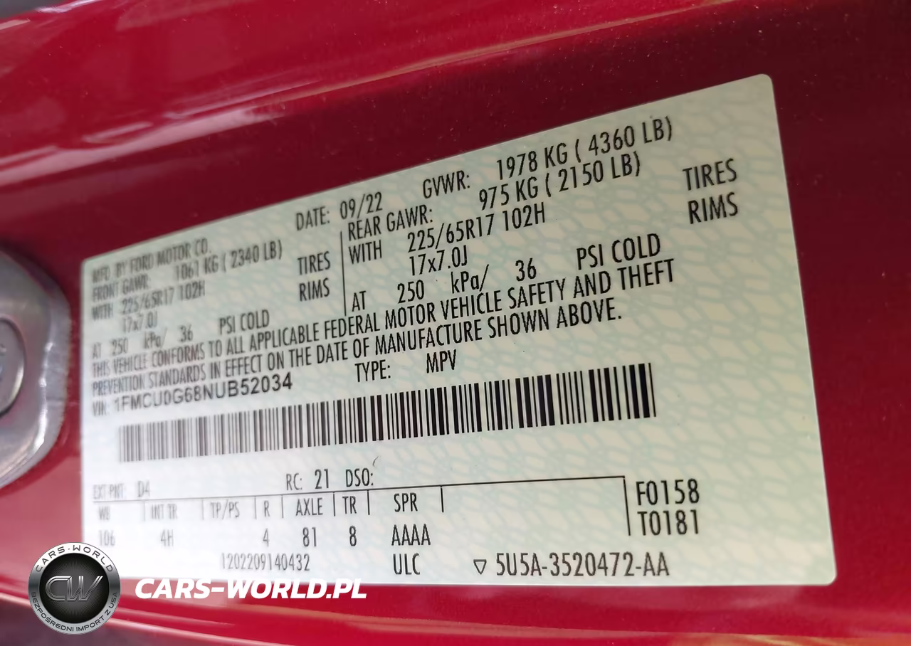 2022 Ford Escape Se VIN:1FMCU0G68NUB52034 - 9