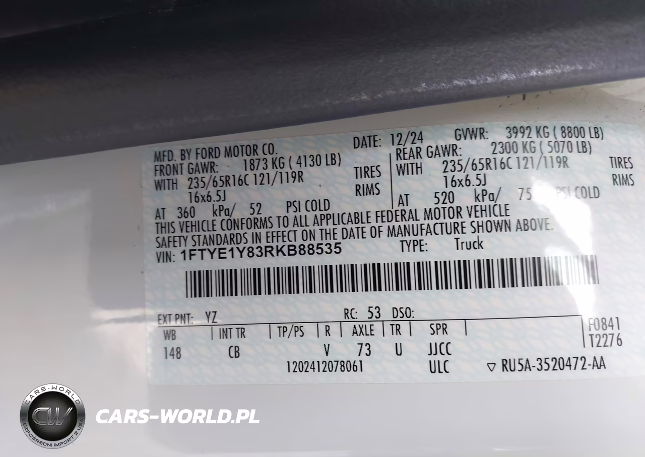 2024 Ford Transit-150 VIN:1FTYE1Y83RKB88535 - 4