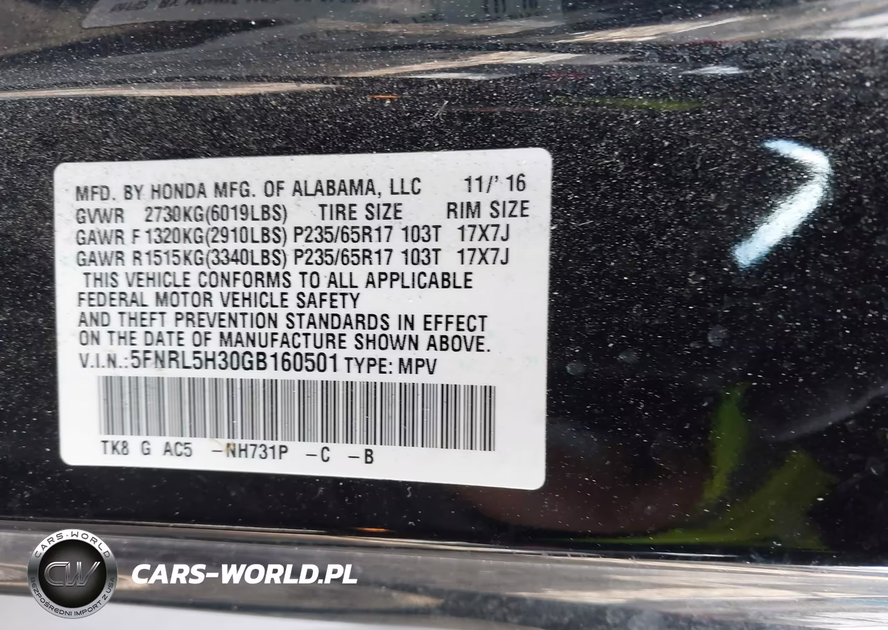 2016 Honda Odyssey Se VIN:5FNRL5H30GB160501 - 9