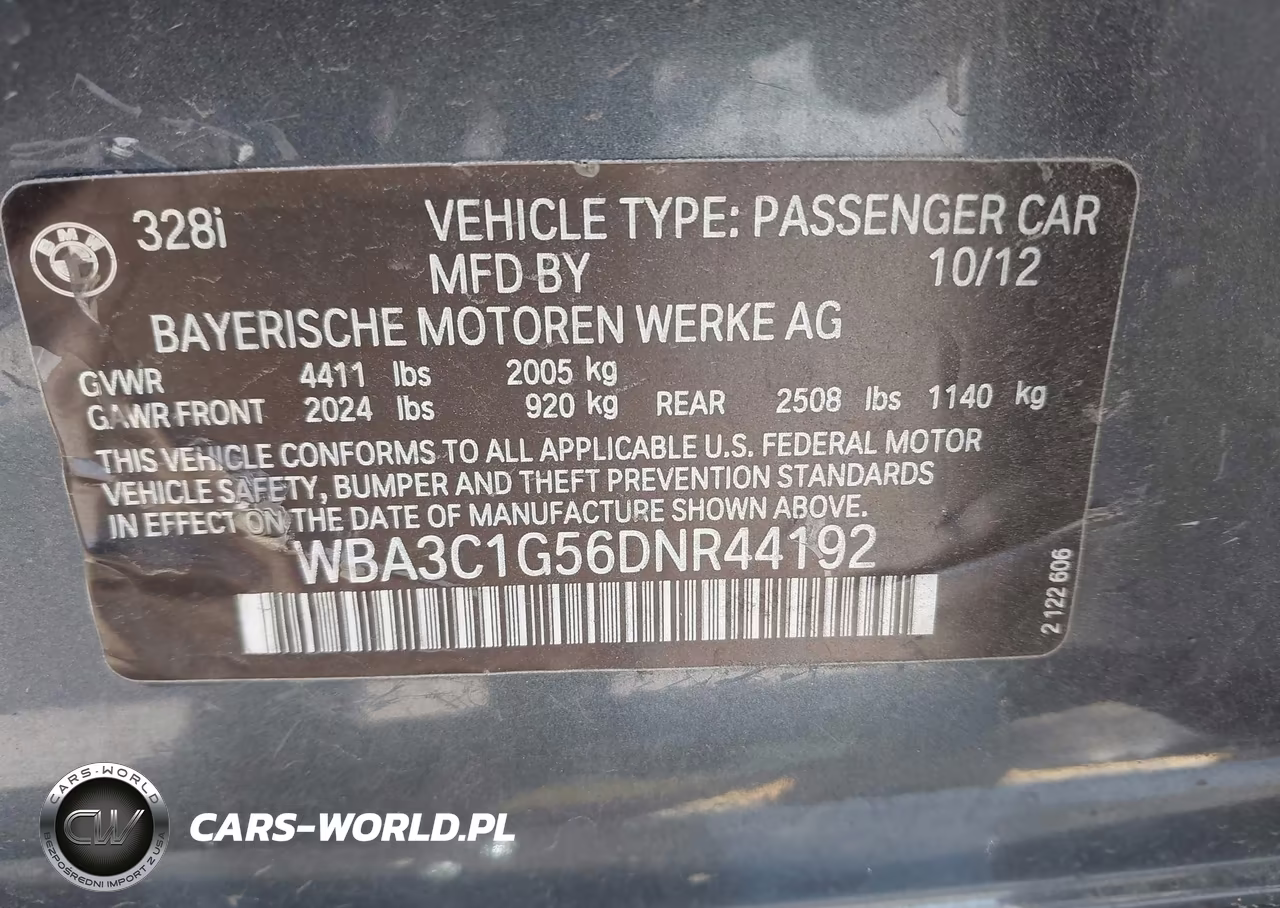 2013 BMW 328I VIN:WBA3C1G56DNR44192 - 9