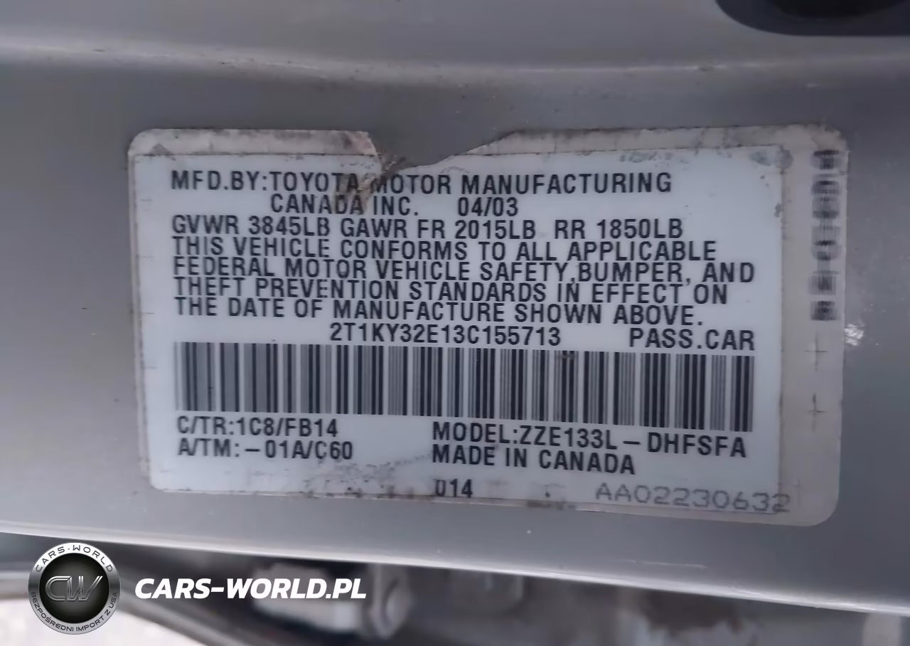 2003 Toyota Matrix Xrs VIN:2T1KY32E13C155713 - 9