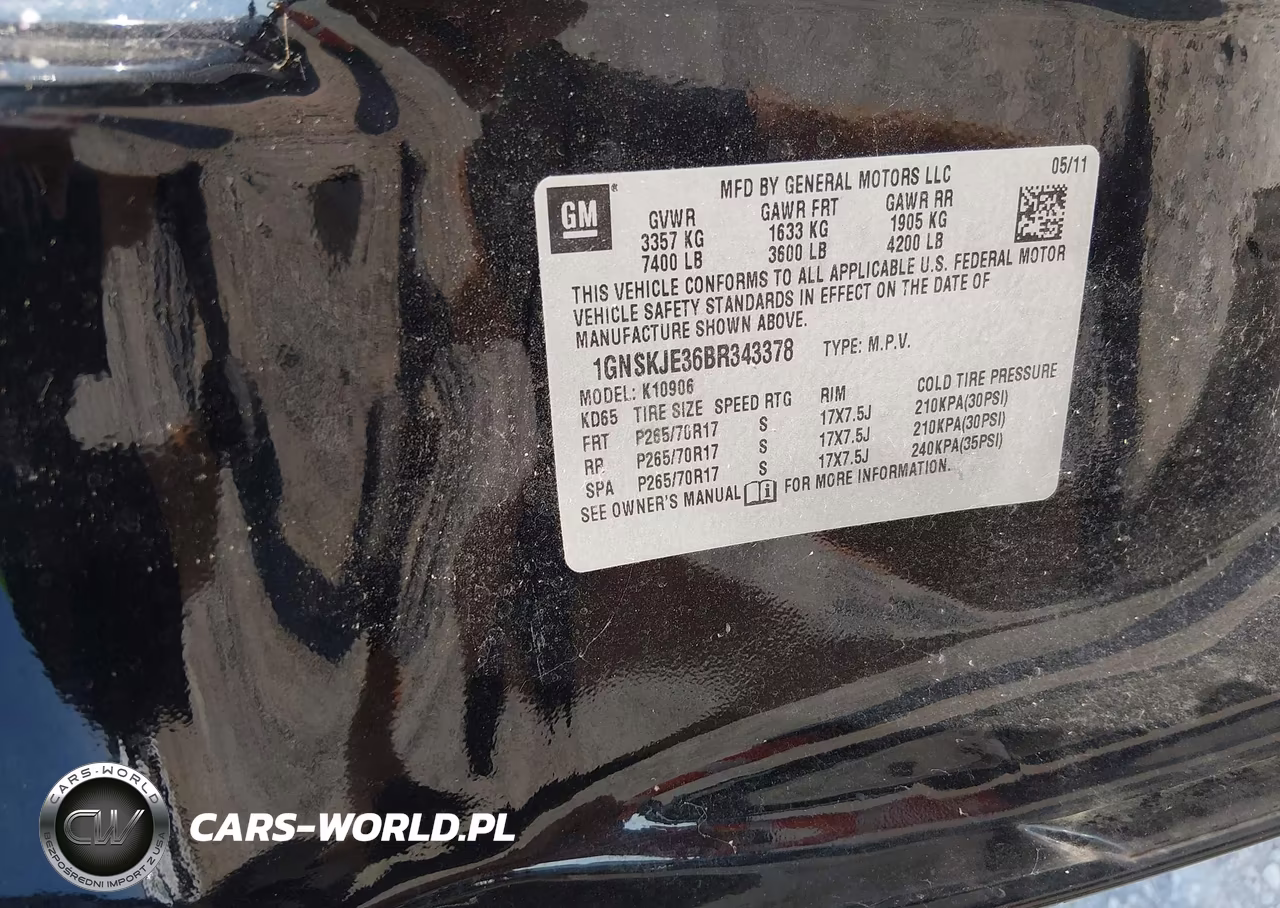 2011 Chevrolet Suburban Lt VIN:1GNSKJE36BR343378 - 7