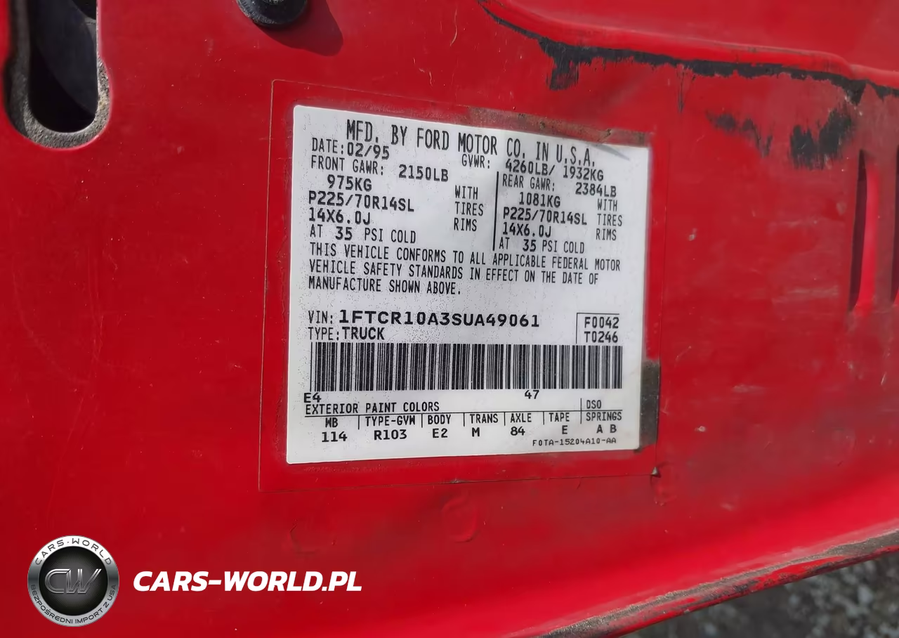 1995 Ford Ranger VIN:1FTCR10A3SUA49061 - 9