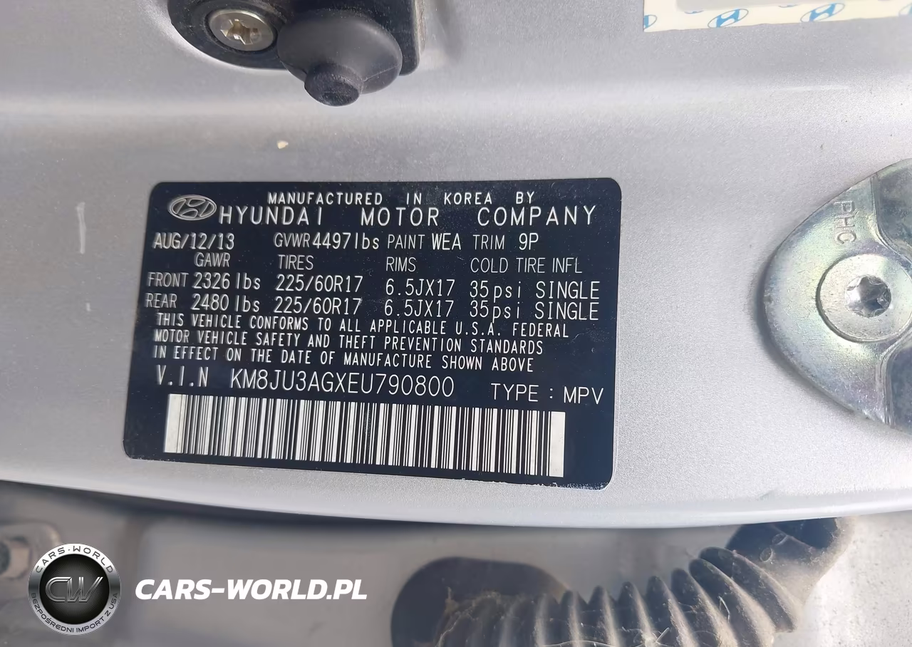 2014 Hyundai Tucson Se VIN:KM8JU3AGXEU790800 - 9