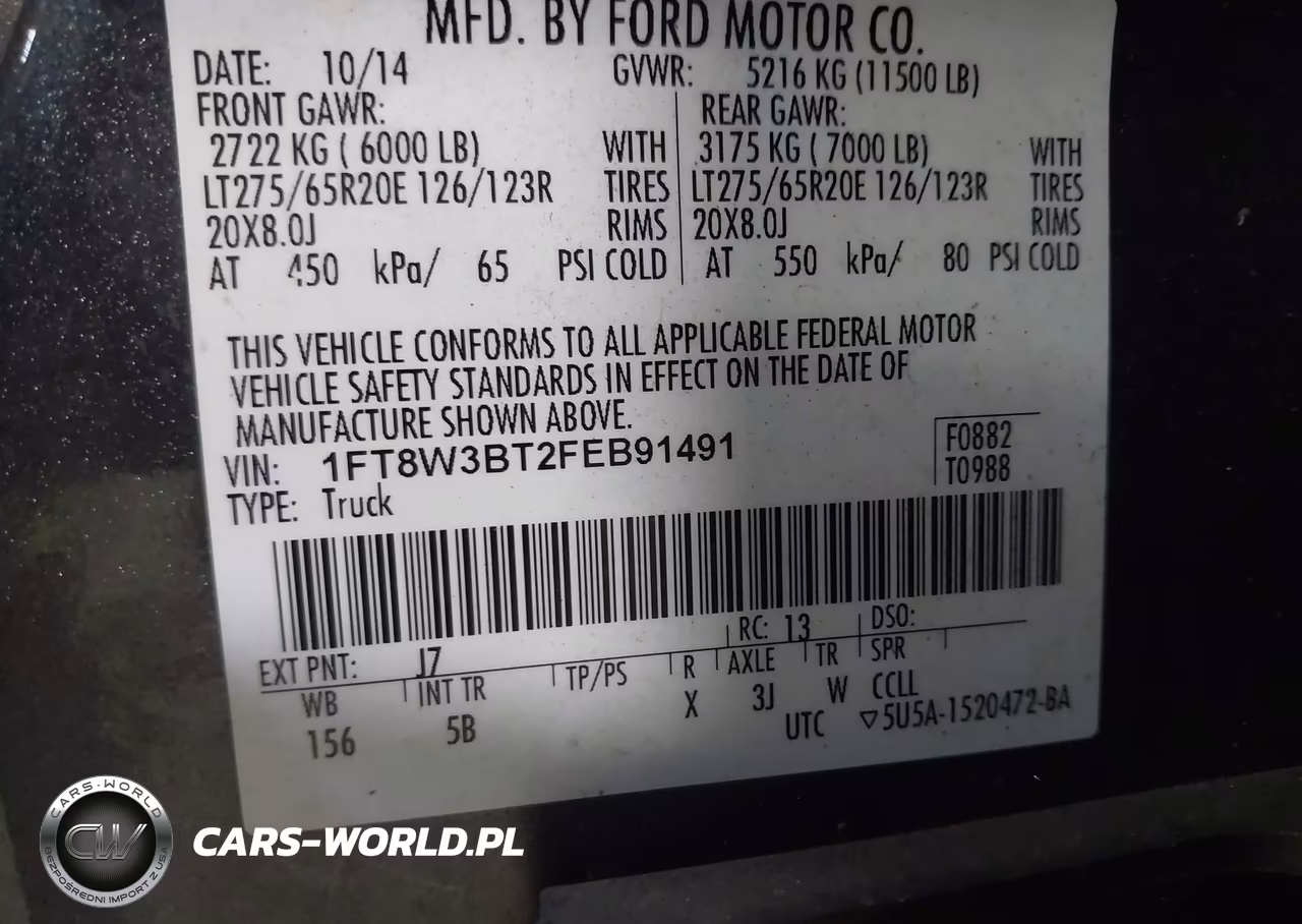 2015 Ford F-350 Lariat VIN:1FT8W3BT2FEB91491 - 9