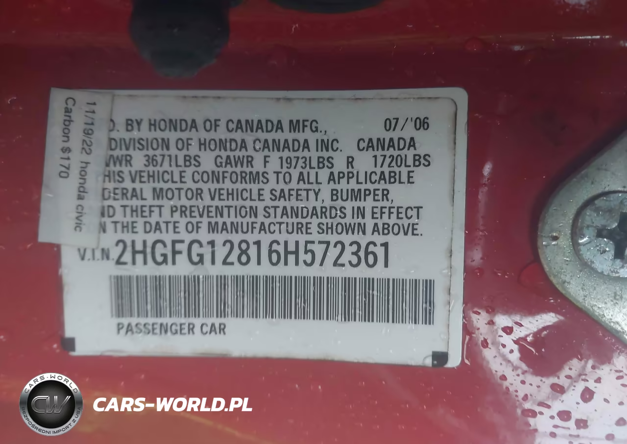 2006 Honda Civic Ex VIN:2HGFG12816H572361 - 9