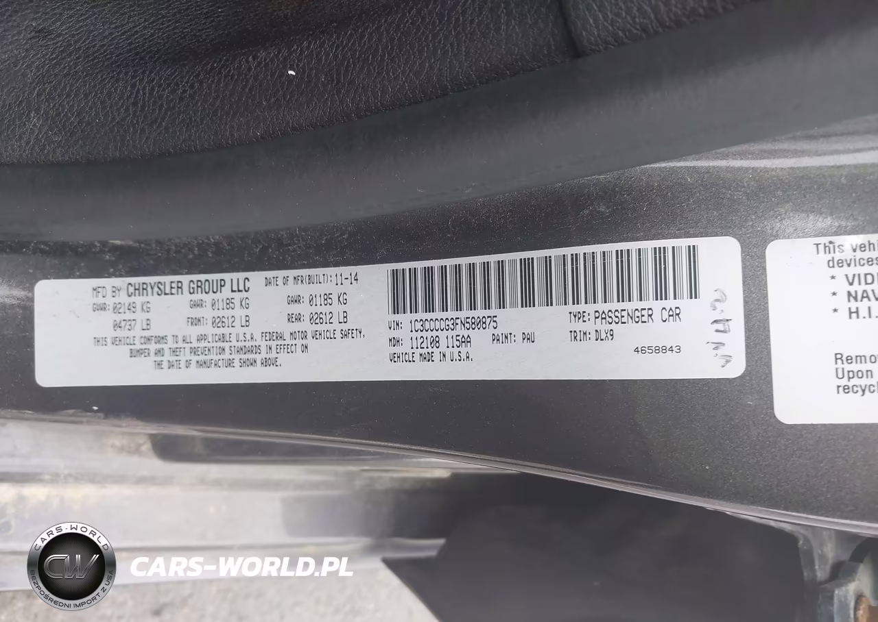 2015 Chrysler 200 C VIN:1C3CCCCG3FN580875 - 9