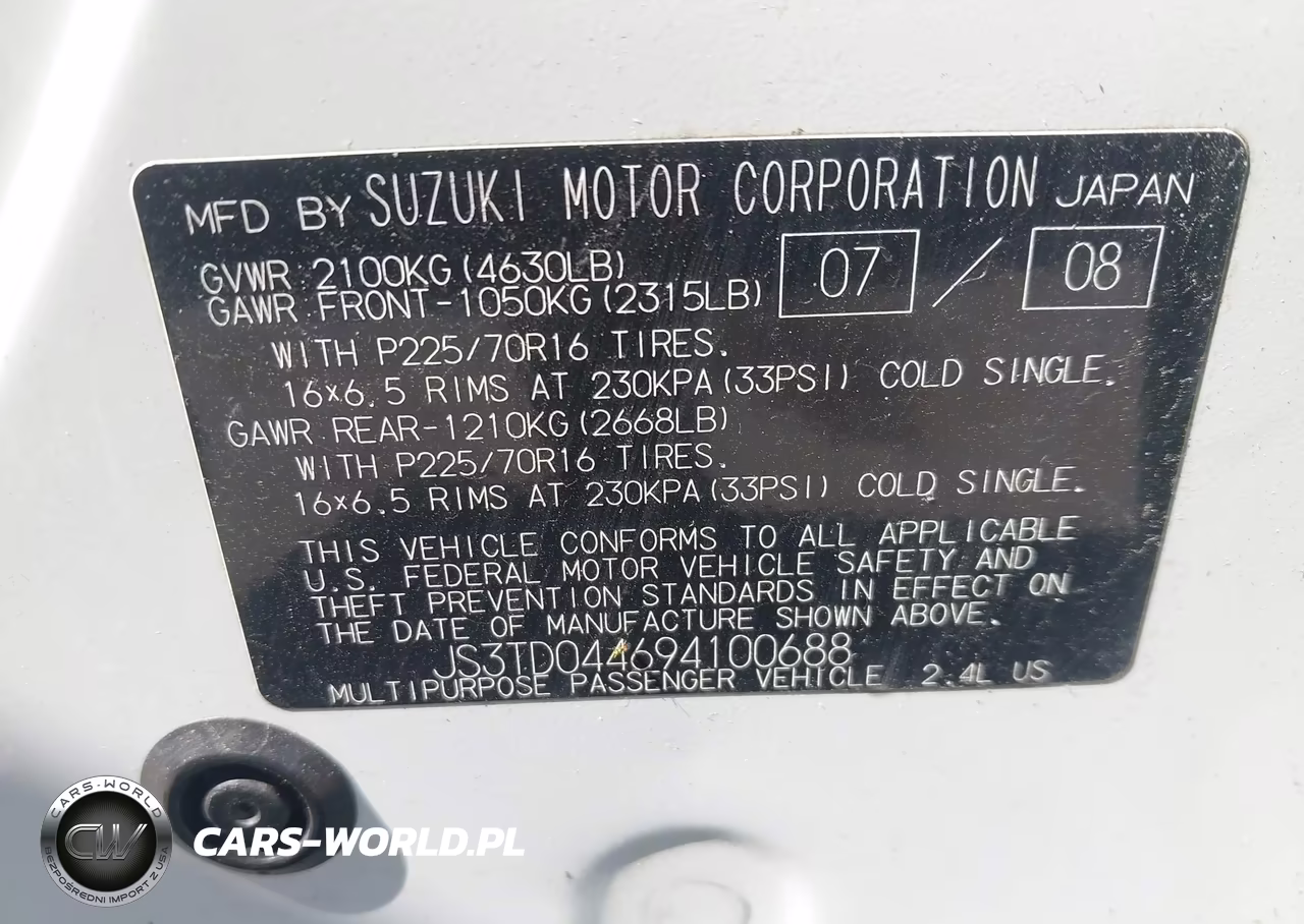 2009 Suzuki Grand Vitara Xsport VIN:JS3TD044694100688 - 9
