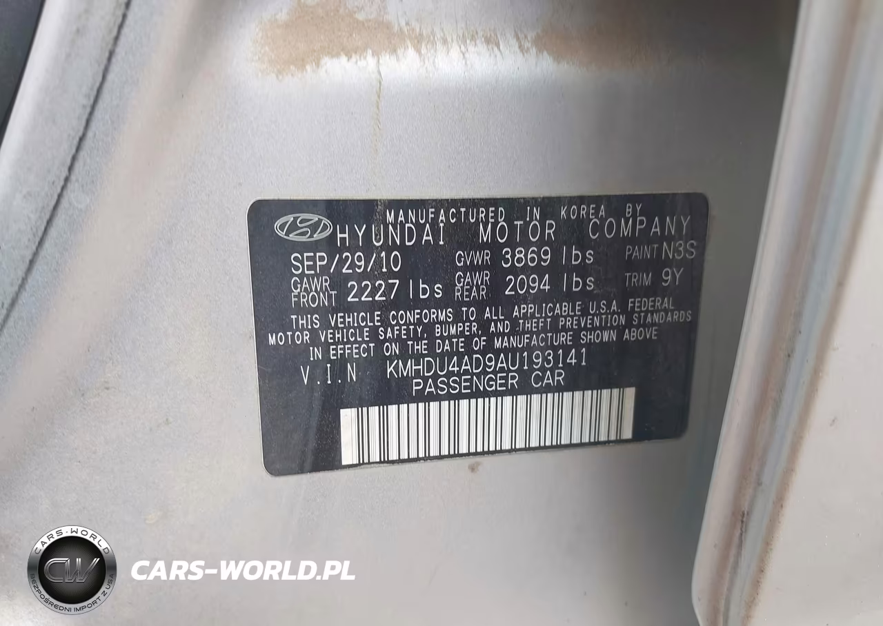 2010 Hyundai Elantra Gls VIN:KMHDU4AD9AU193141 - 9