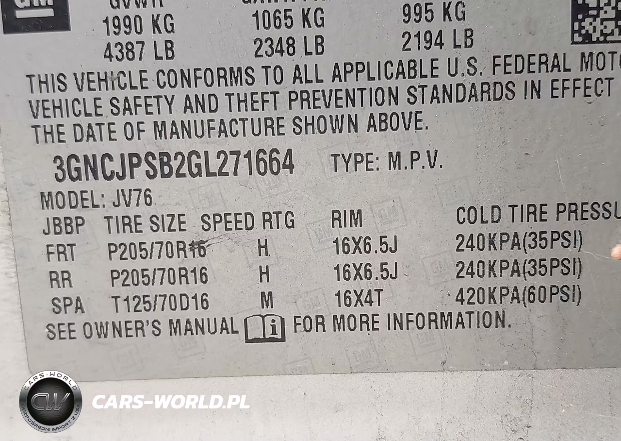 2016 Chevrolet Trax Lt VIN:3GNCJPSB2GL271664 - 9