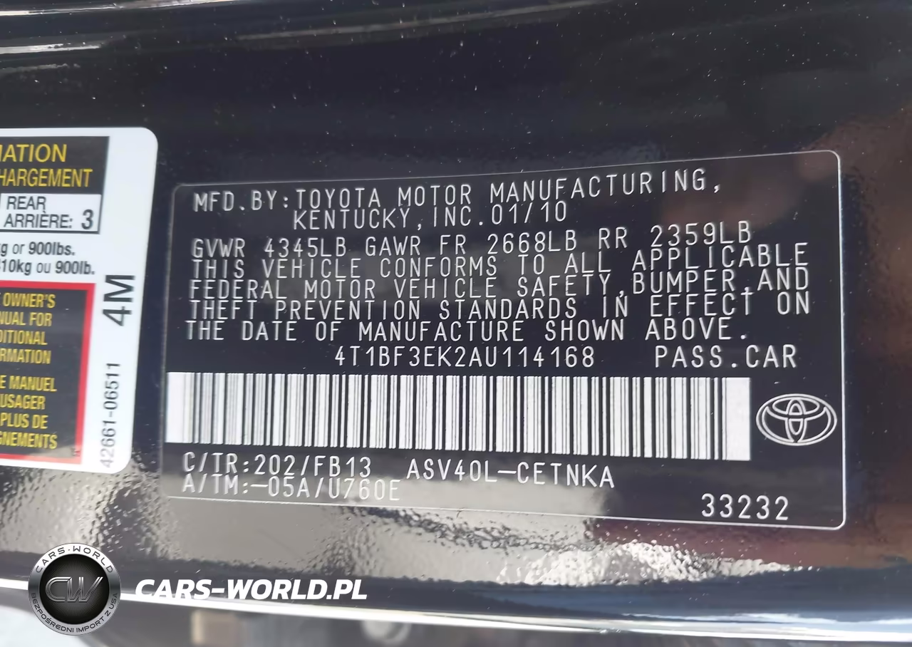 2010 Toyota Camry Le VIN:4T1BF3EK2AU114168 - 9