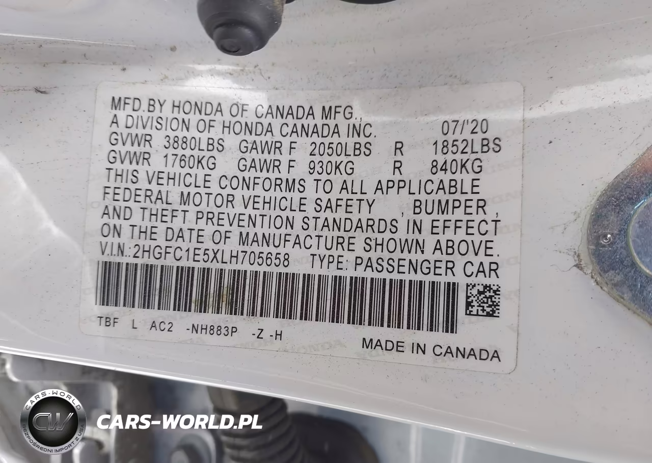2020 Honda Civic Si Sedan VIN:2HGFC1E5XLH705658 - 9