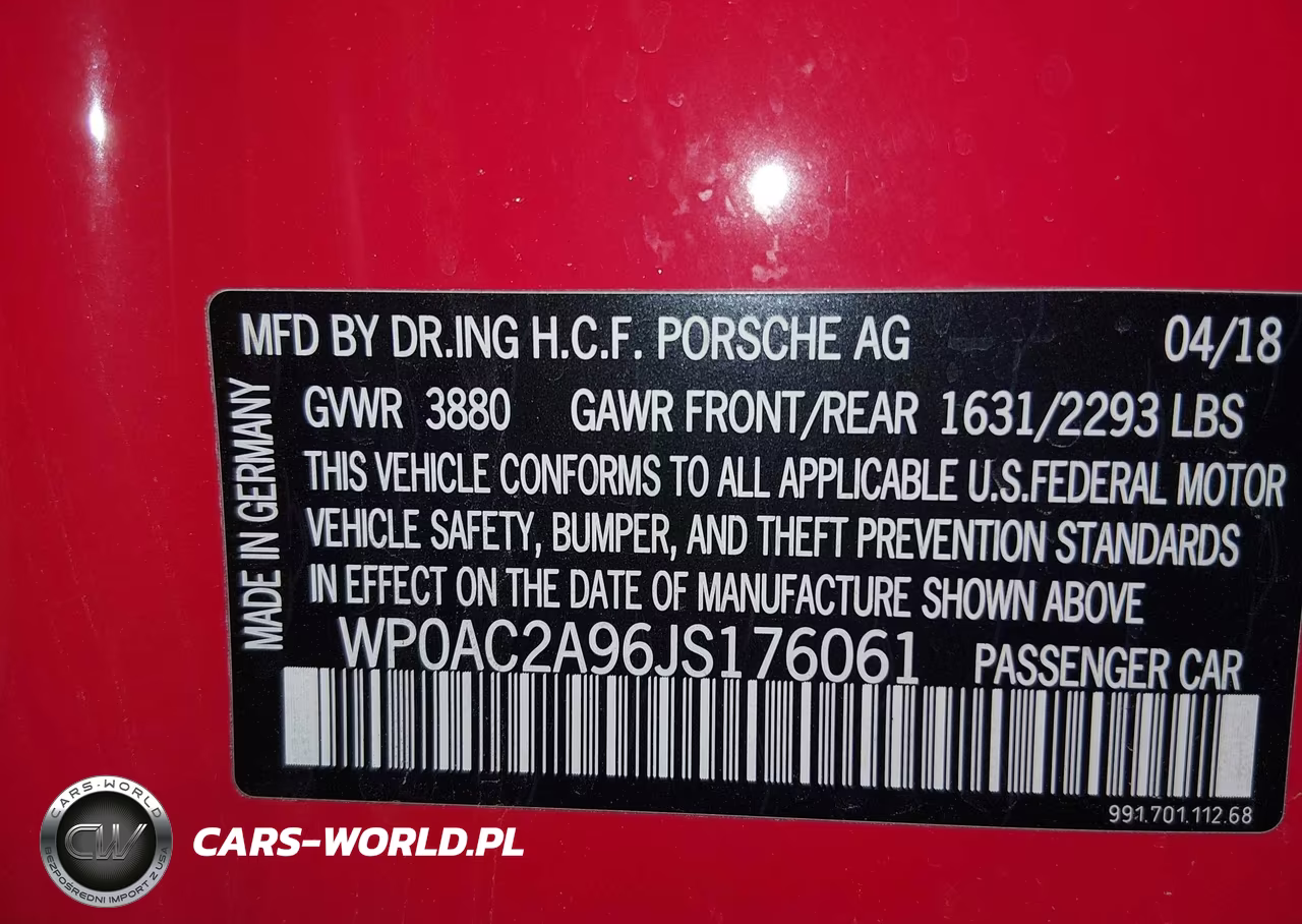 2018 Porsche 911 Gt3 VIN:WP0AC2A96JS176061 - 9