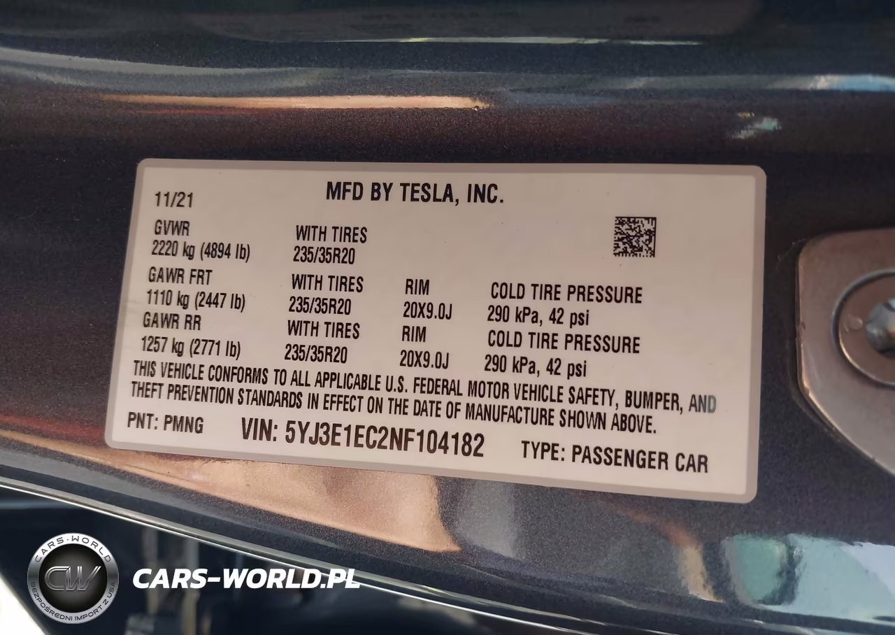 2022 Tesla Model 3 Performance Dual Motor All-Wheel Drive VIN:5YJ3E1EC2NF104182 - 9
