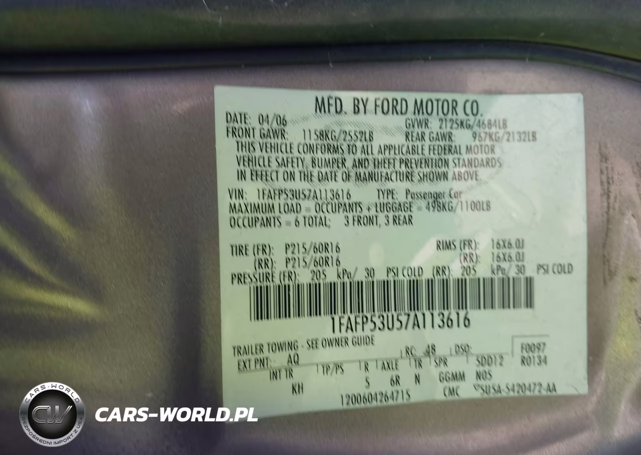 2007 Ford Taurus Se VIN:1FAFP53U57A113616 - 9