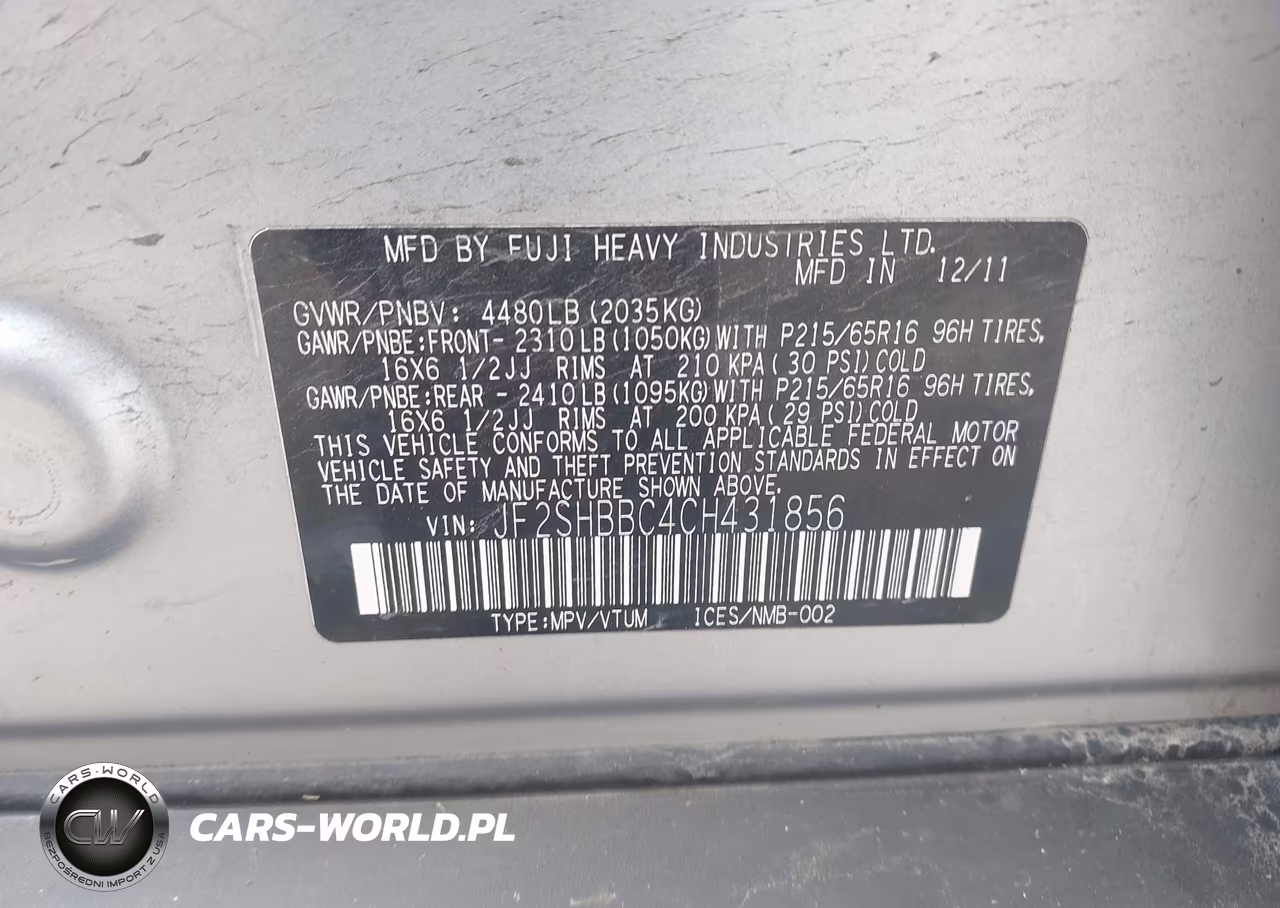 2012 Subaru Forester 2.5X VIN:JF2SHBBC4CH431856 - 9
