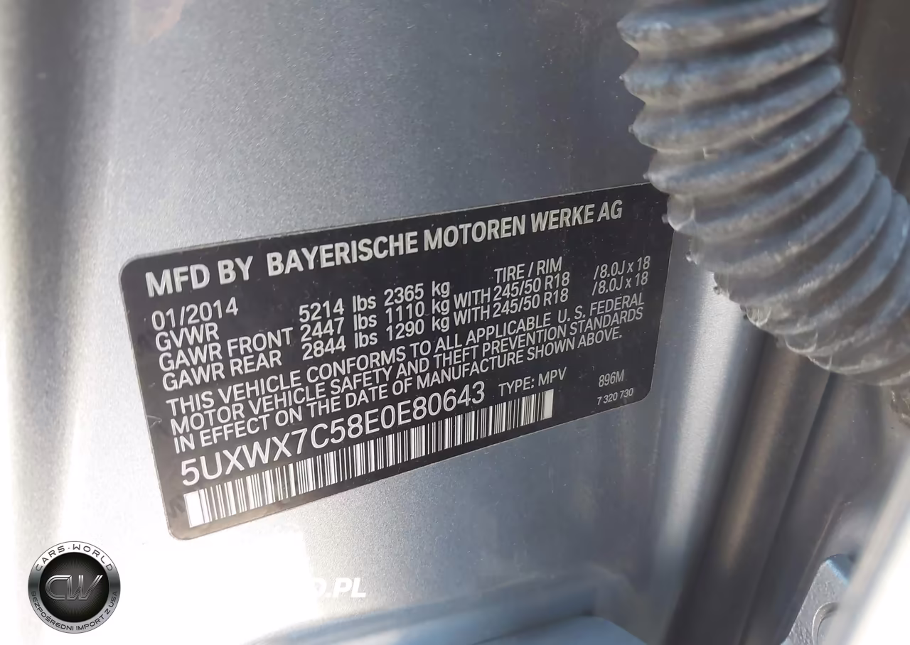 2014 BMW X3 xDrive35I VIN:5UXWX7C58E0E80643 - 9