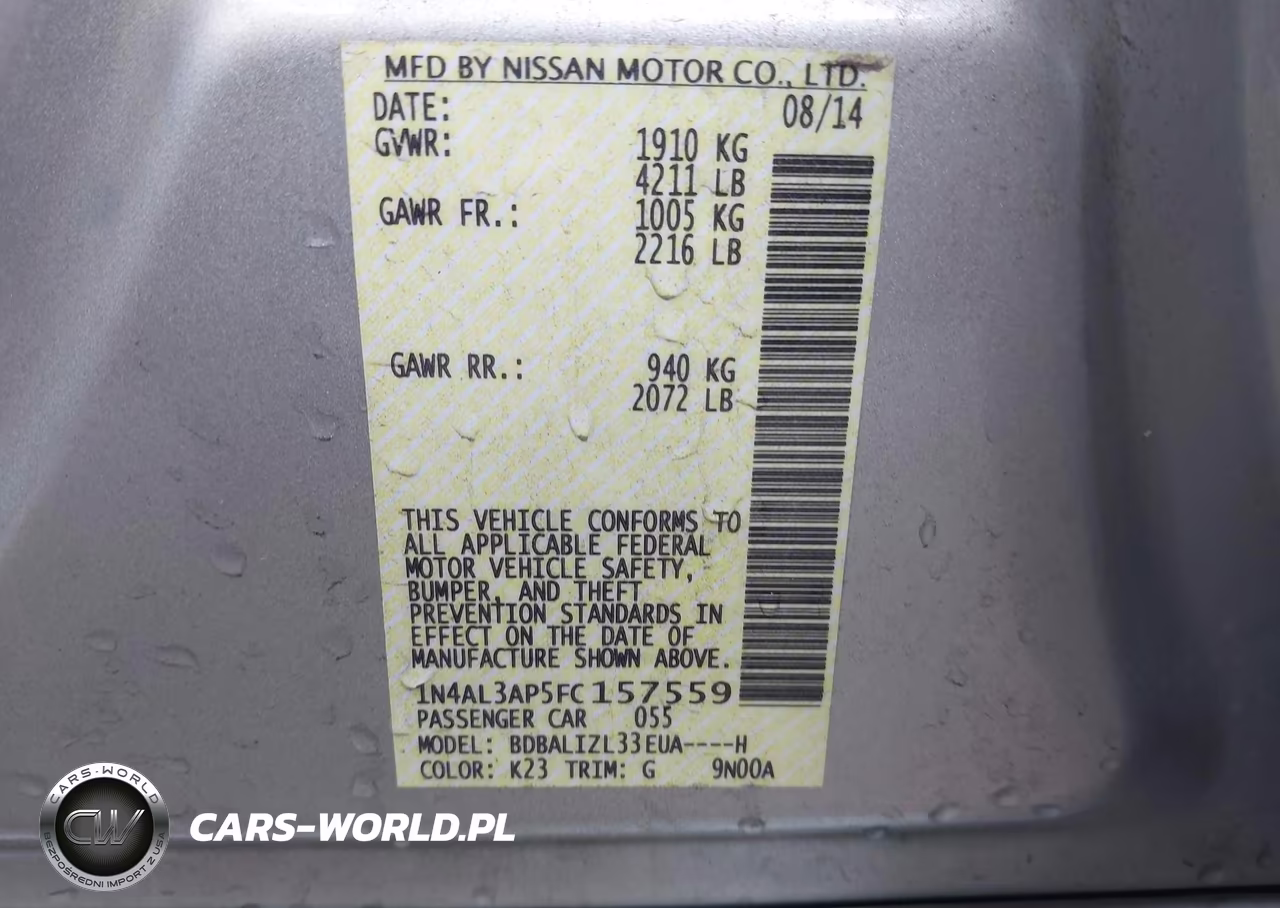 2015 Nissan Altima 2.5 Sv VIN:1N4AL3AP5FC157559 - 9
