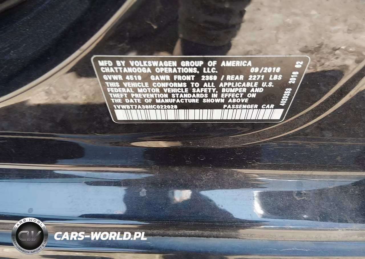 2017 Volkswagen Passat 1.8T Se VIN:1VWBT7A38HC022028 - 9