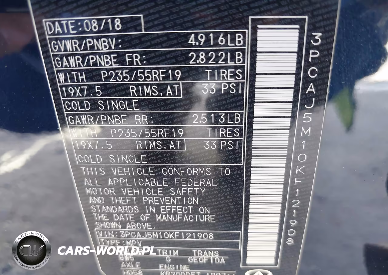 2019 Infiniti Qx50 Luxe VIN:3PCAJ5M10KF121908 - 9