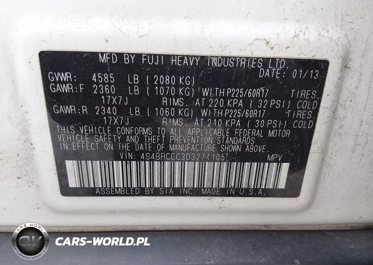 2013 Subaru Outback 2.5I Premium VIN:4S4BRCCC3D3274105 - 9
