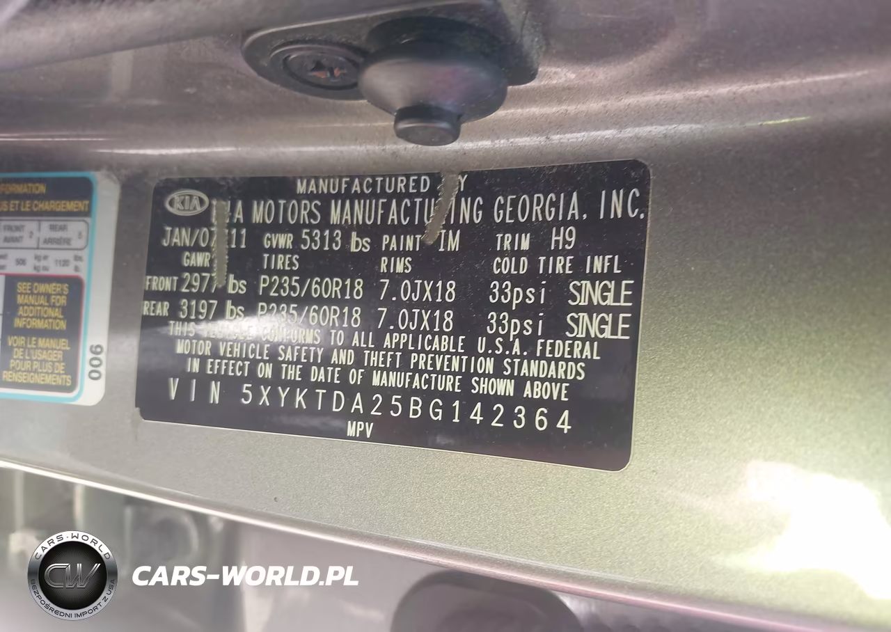 2011 Kia Sorento Lx V6 VIN:5XYKTDA25BG142364 - 9