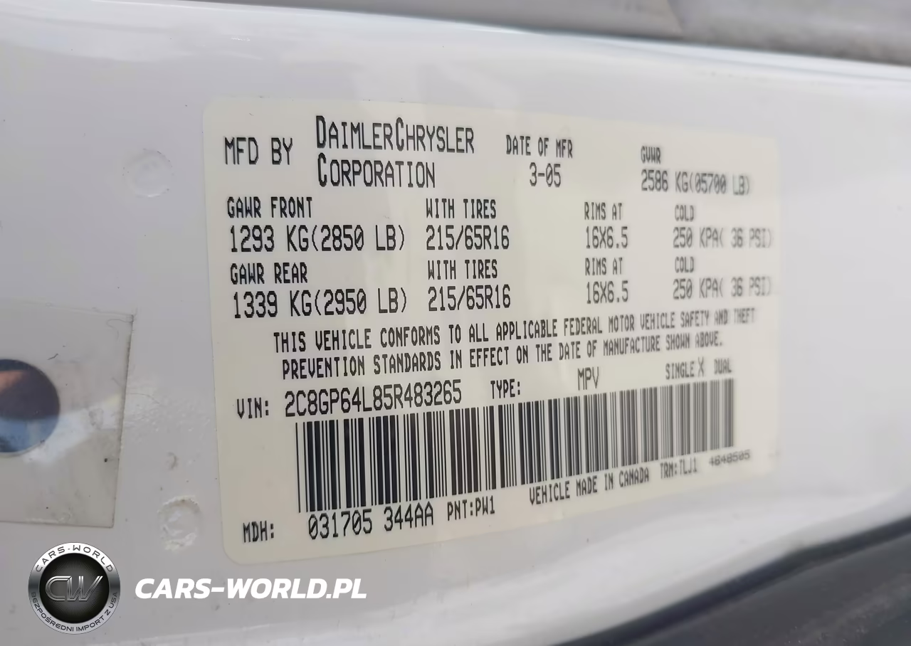 2005 Chrysler Town & Country Limited VIN:2C8GP64L85R483265 - 9