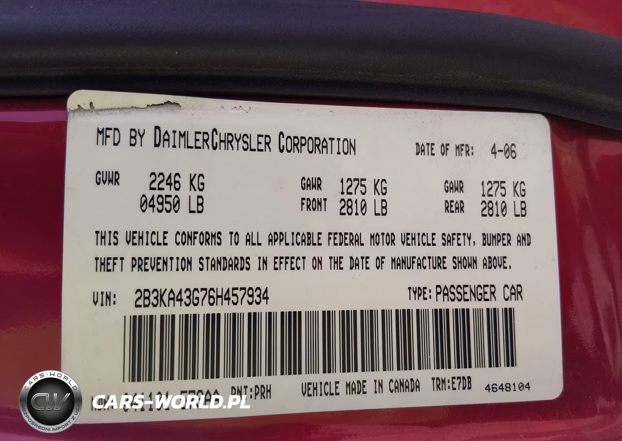 2006 Dodge Charger VIN:2B3KA43G76H457934 - 9