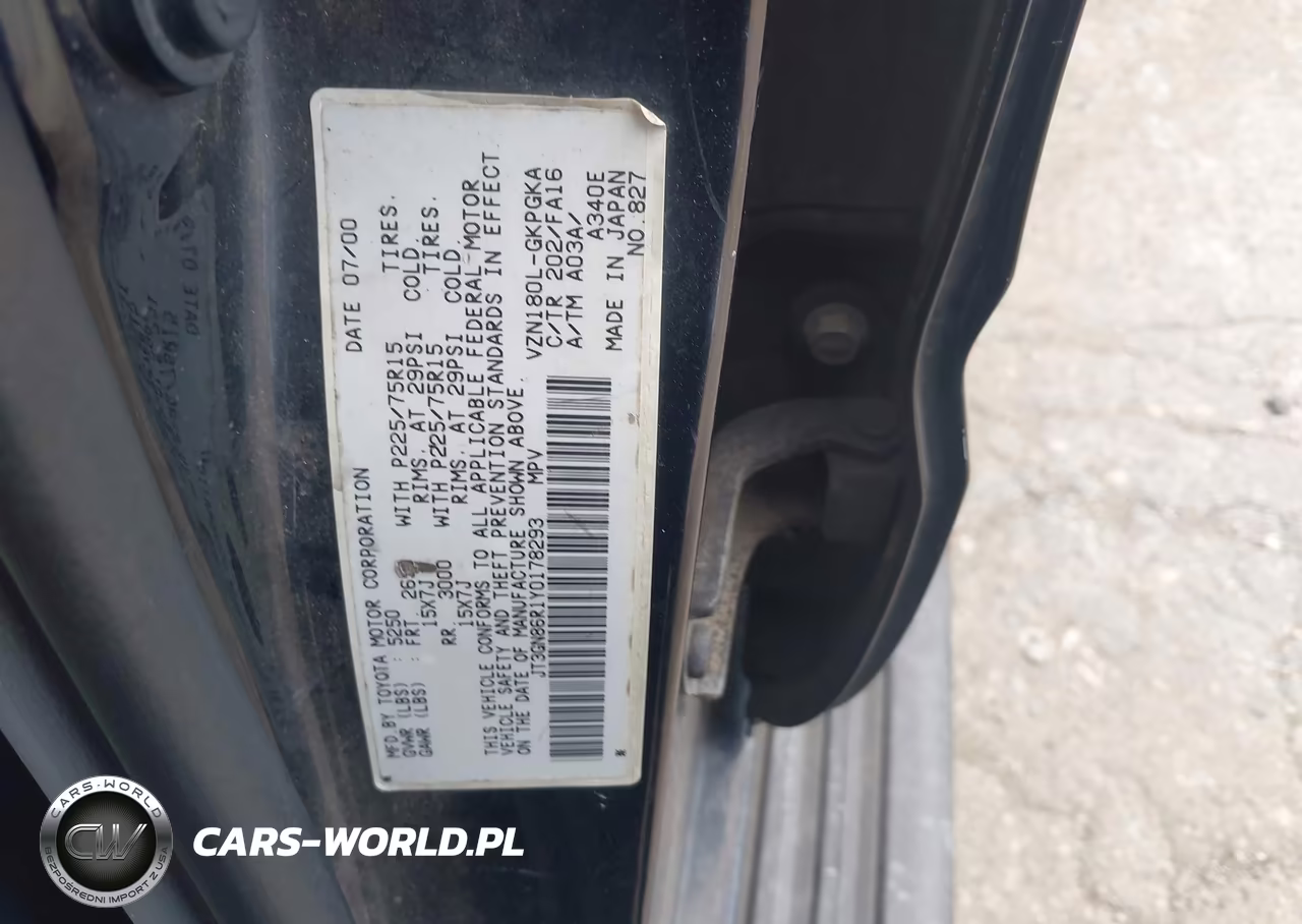 2000 Toyota 4Runner Sr5 V6 VIN:JT3GN86R1Y0178293 - 9