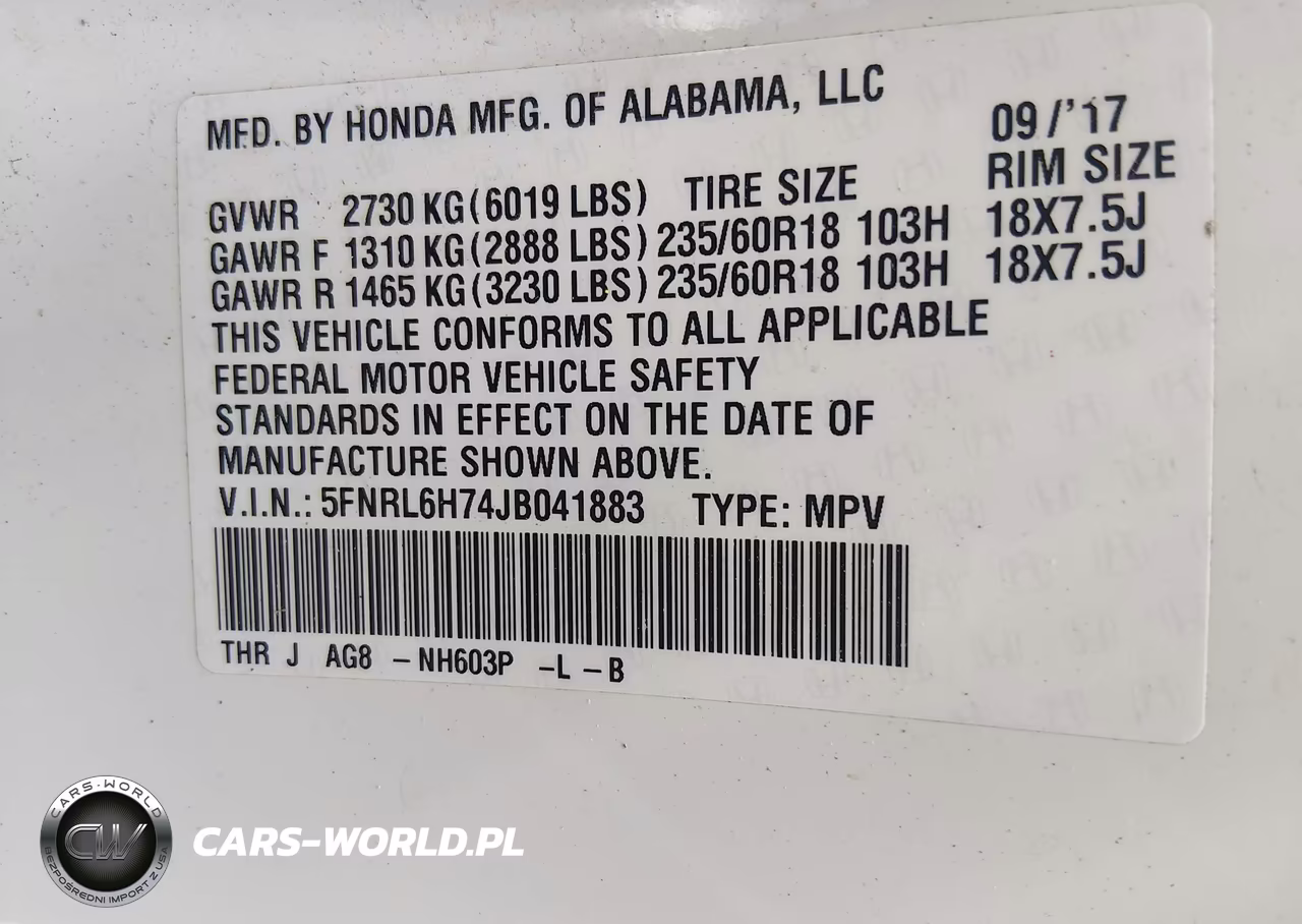 2018 Honda Odyssey Ex-L VIN:5FNRL6H74JB041883 - 9