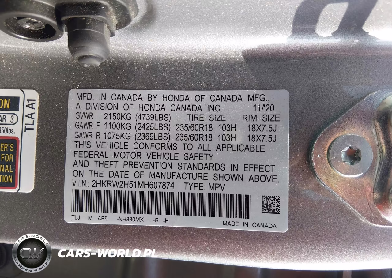 2021 Honda Cr-V Awd Ex VIN:2HKRW2H51MH607874 - 9