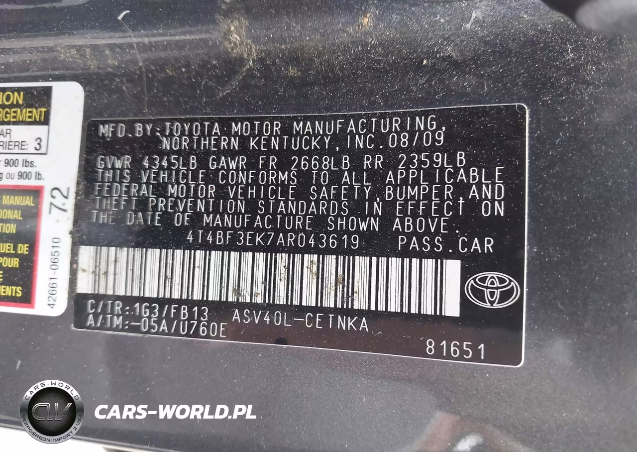 2010 Toyota Camry Le VIN:4T4BF3EK7AR043619 - 9