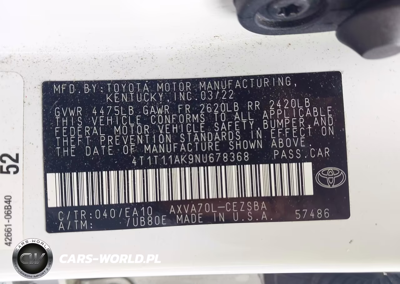 2022 Toyota Camry Se VIN:4T1T11AK9NU678368 - 9