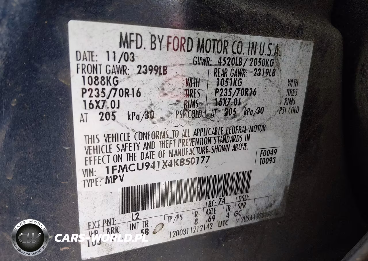 2004 Ford Escape Limited VIN:1FMCU941X4KB50177 - 9