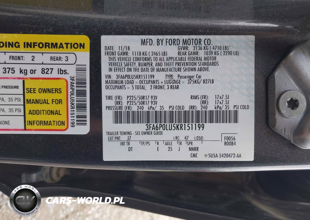 2019 Ford Fusion Hybrid Se VIN:3FA6P0LU5KR151199 - 9