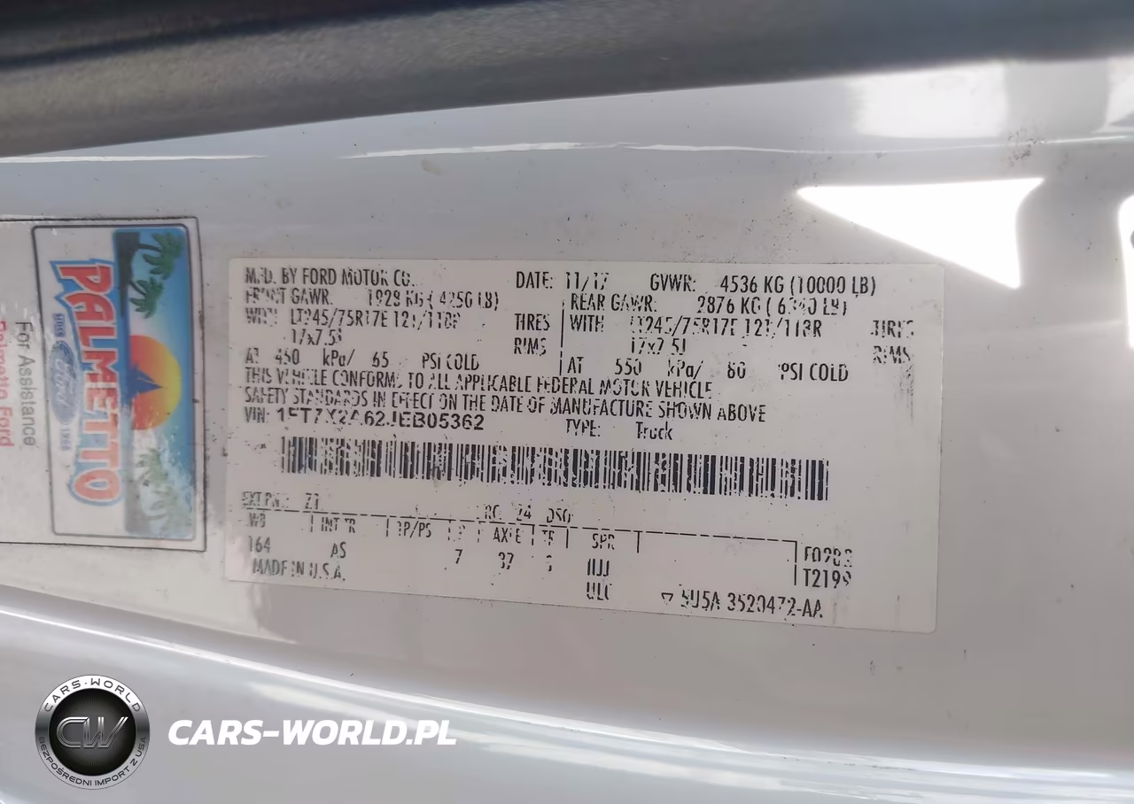 2018 Ford F-250 Xl VIN:1FT7X2A62JEB05362 - 9