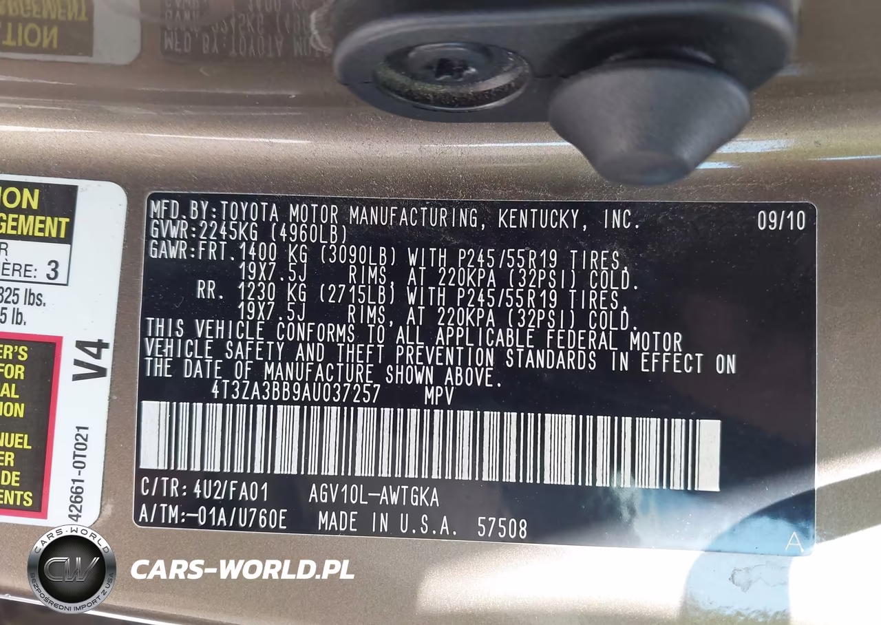 2010 Toyota Venza VIN:4T3ZA3BB9AU037257 - 9