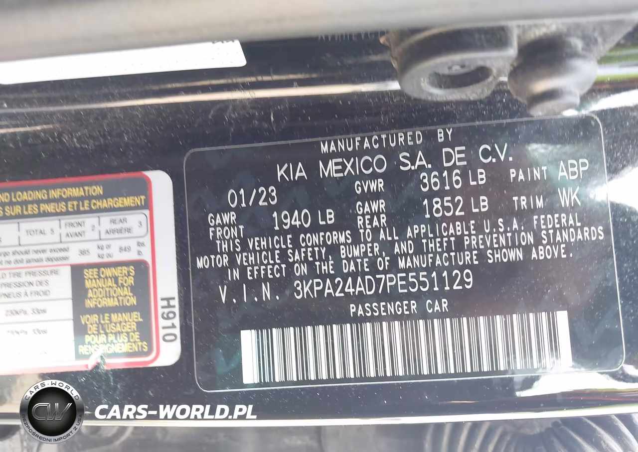 2023 Kia Rio Lx VIN:3KPA24AD7PE551129 - 9