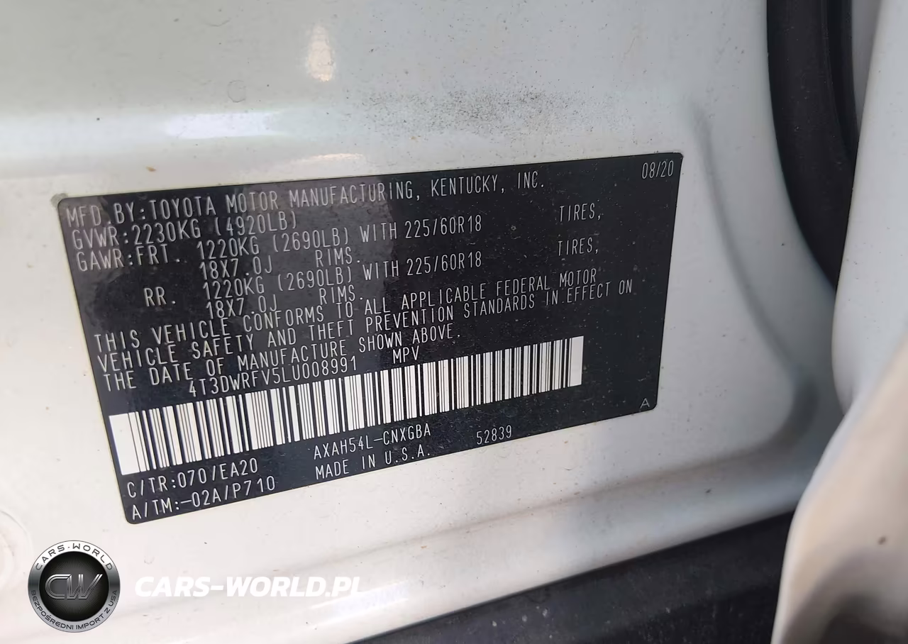 2020 Toyota Rav4 Hybrid Limited VIN:4T3DWRFV5LU008991 - 9