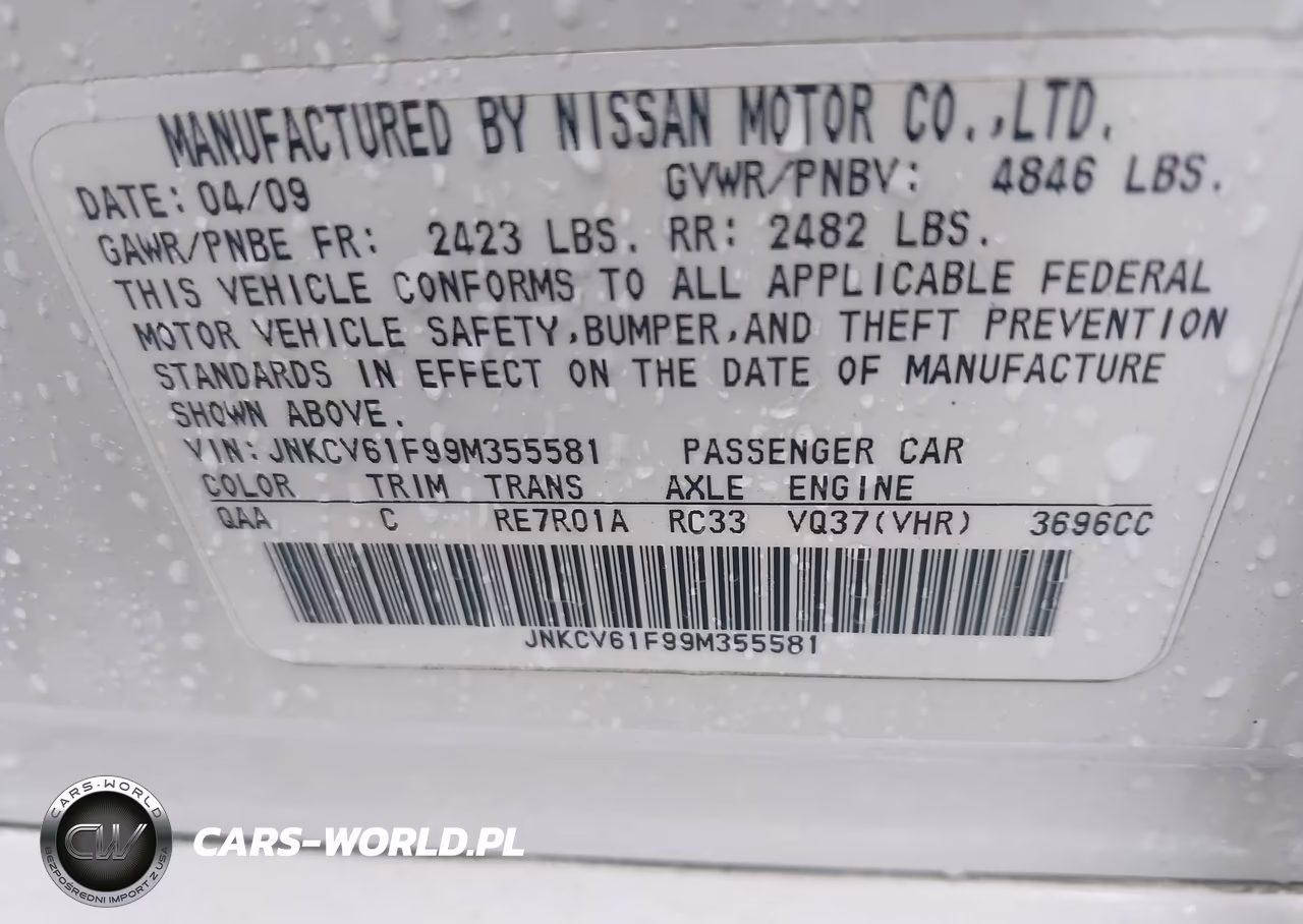 2009 Infiniti G37X VIN:JNKCV61F99M355581 - 9