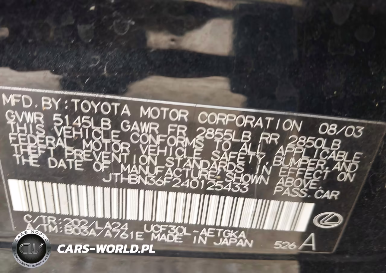 2004 Lexus Ls 430 VIN:JTHBN36F240125433 - 9