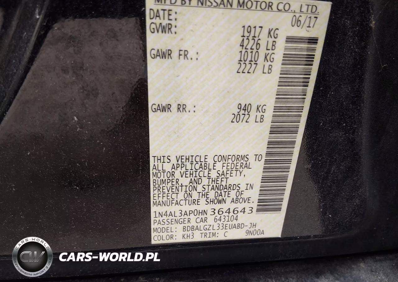 2017 Nissan Altima 2.5 S VIN:1N4AL3AP0HN364643 - 9