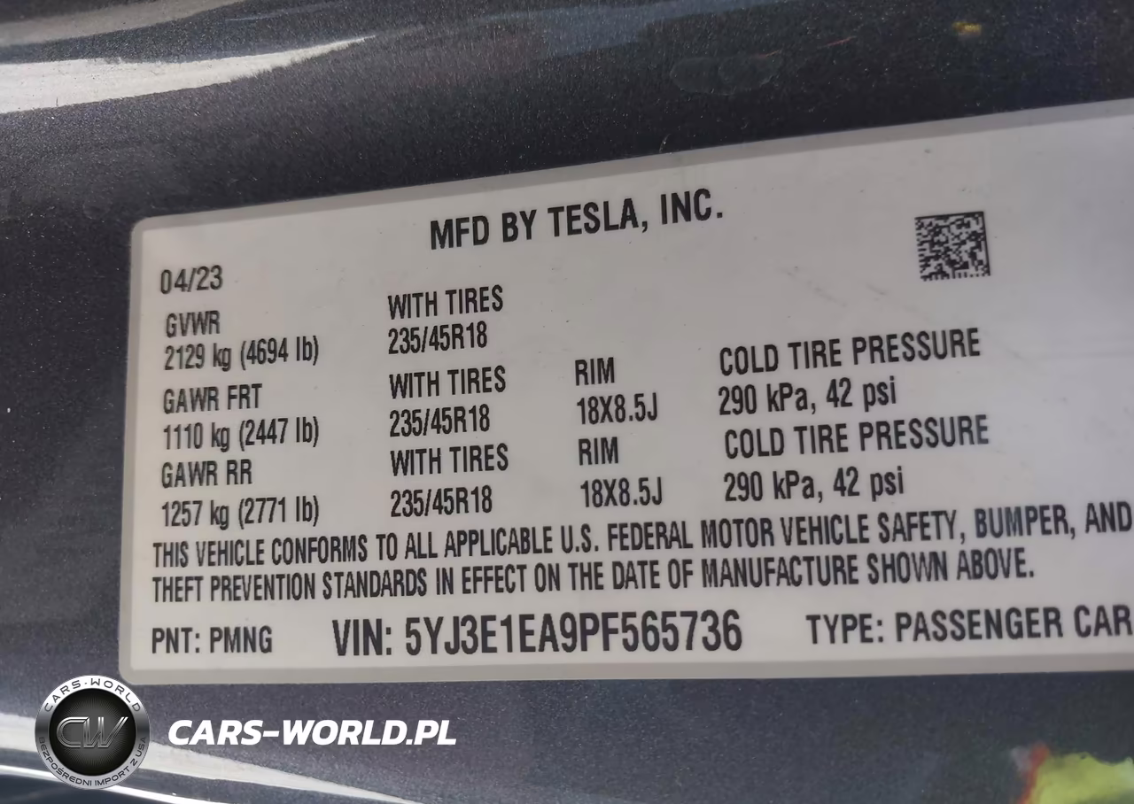 2023 Tesla Model 3 Rear-Wheel Drive VIN:5YJ3E1EA9PF565736 - 9