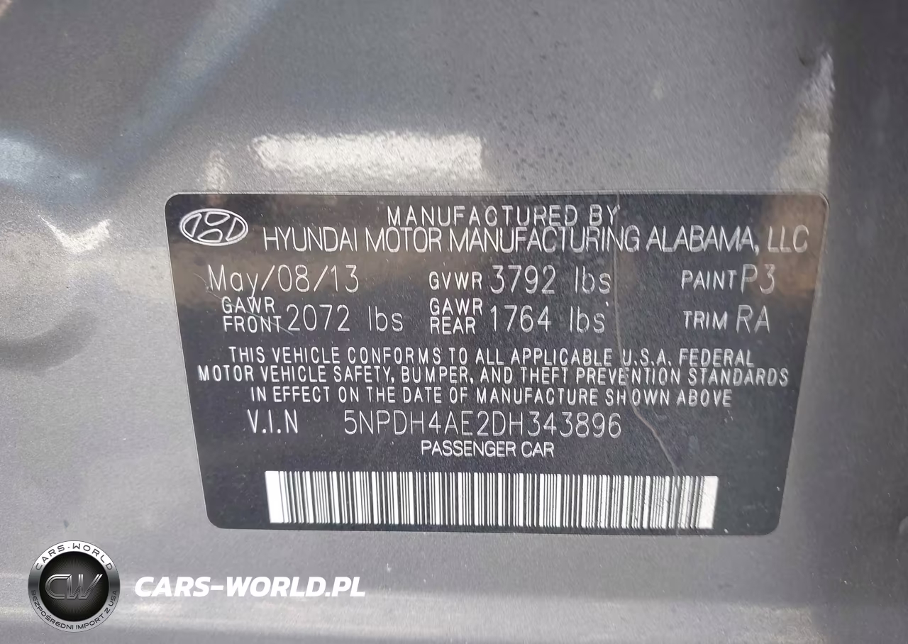 2013 Hyundai Elantra Gls VIN:5NPDH4AE2DH343896 - 9