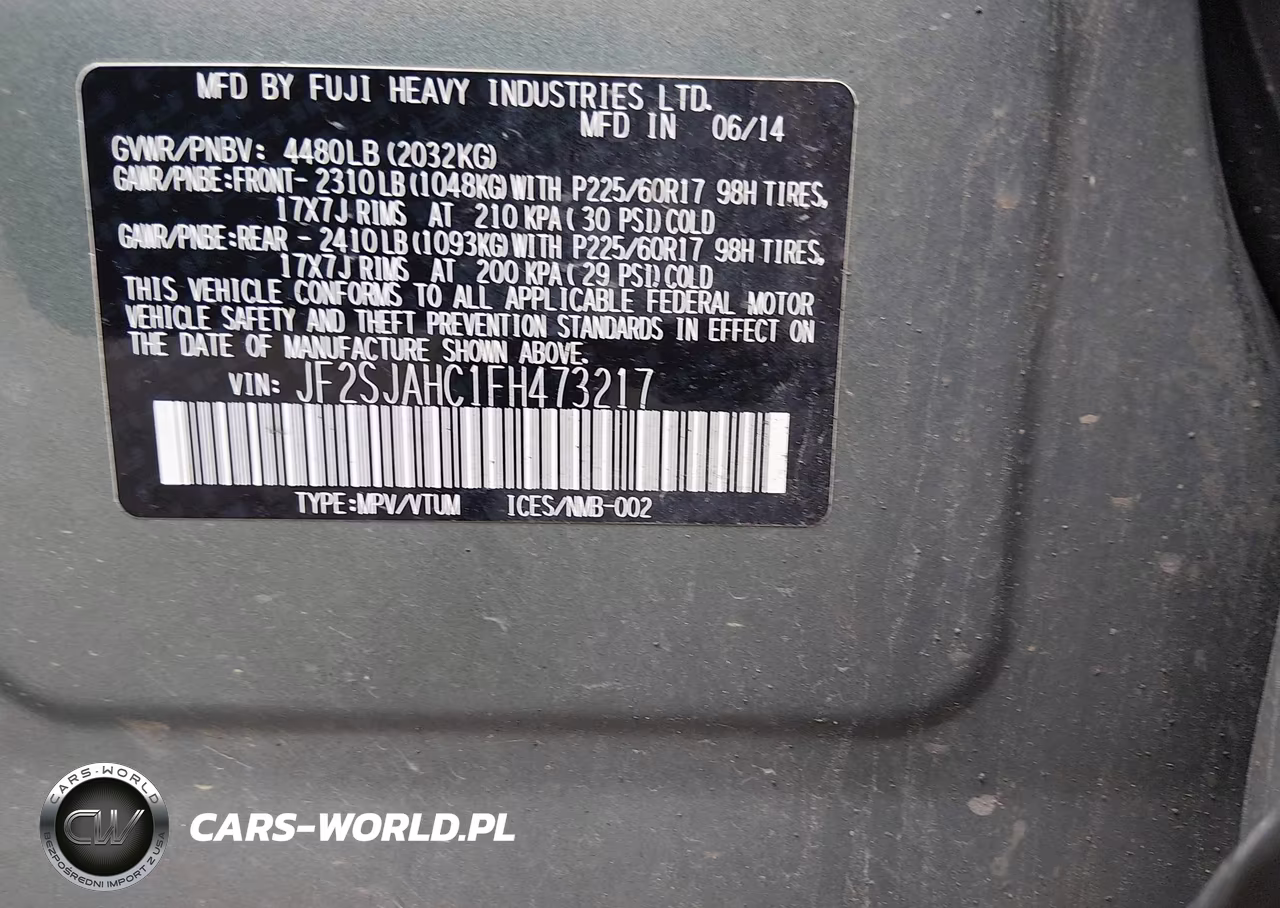 2015 Subaru Forester 2.5I Limited VIN:JF2SJAHC1FH473217 - 9
