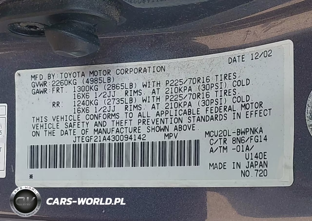 2003 Toyota Highlander V6 VIN:JTEGF21A430094142 - 9