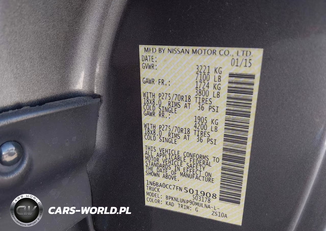 2015 Nissan Titan Pro-4X-S-Sv VIN:1N6BA0CC7FN501908 - 9